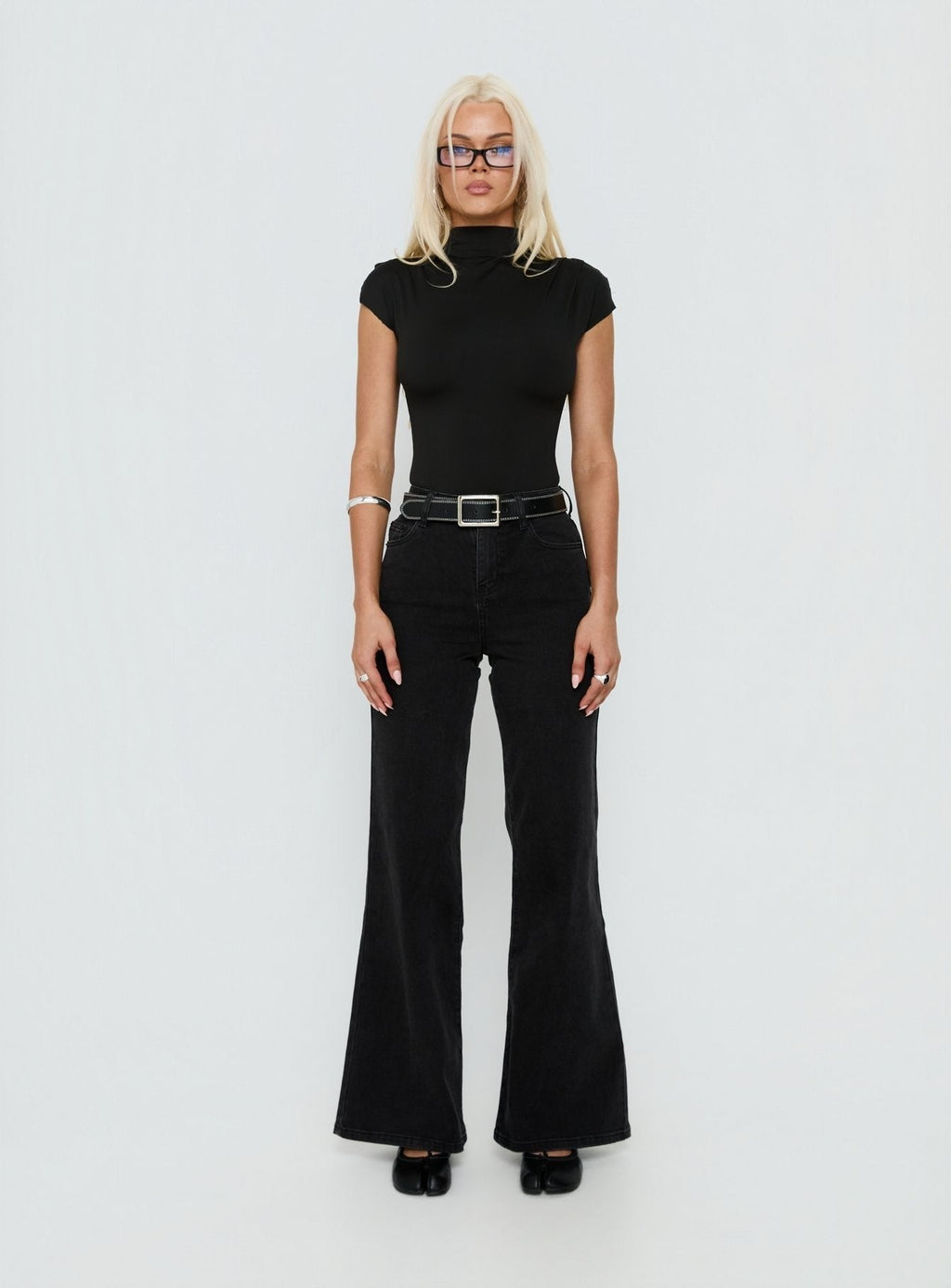Thearlie High Rise Flared Jeans Washed Black