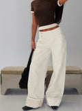 Nikoletta Foldover Jeans Cream / Polka