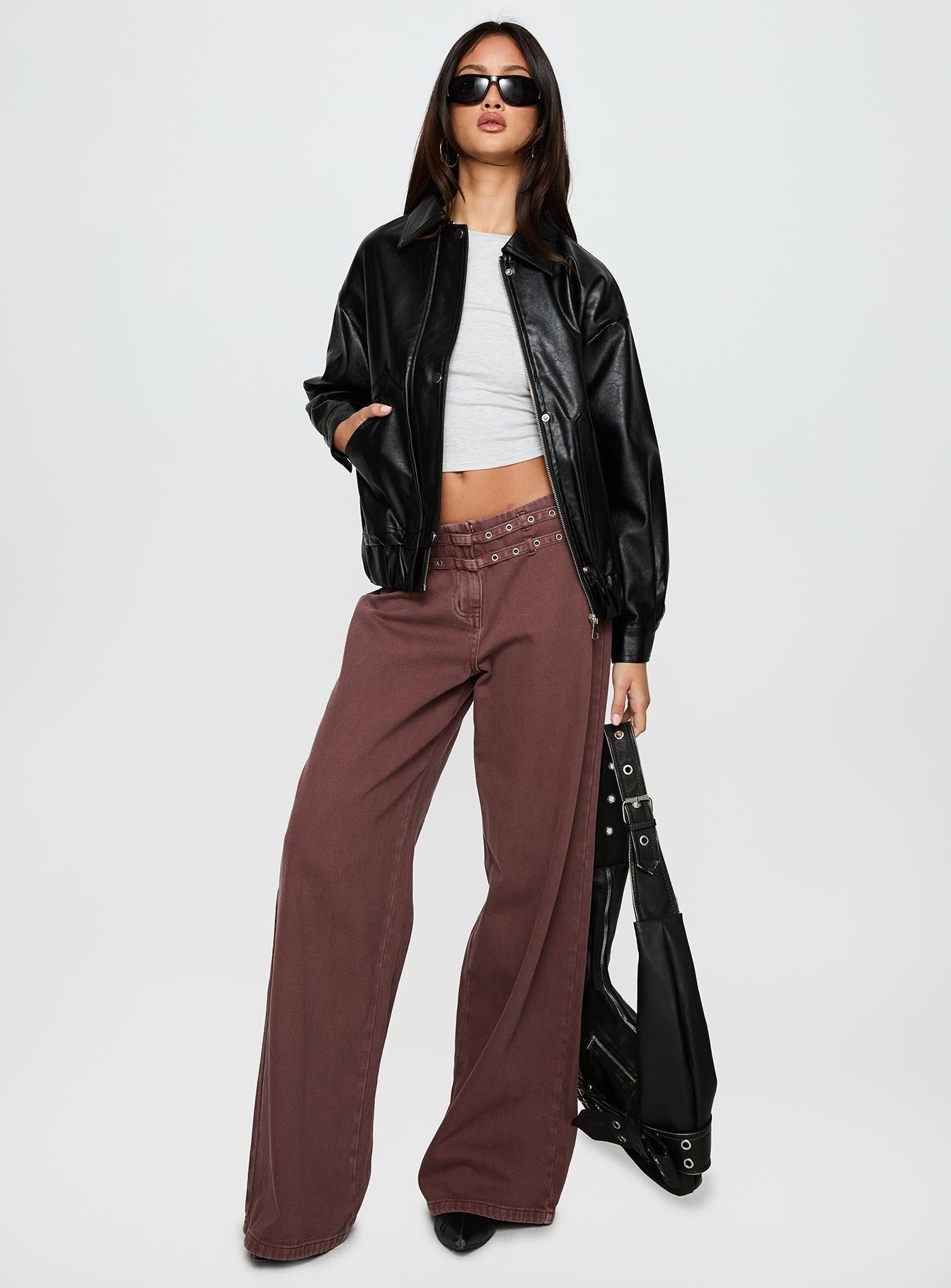 Your Moment Faux Leather Bomber Jacket Black
