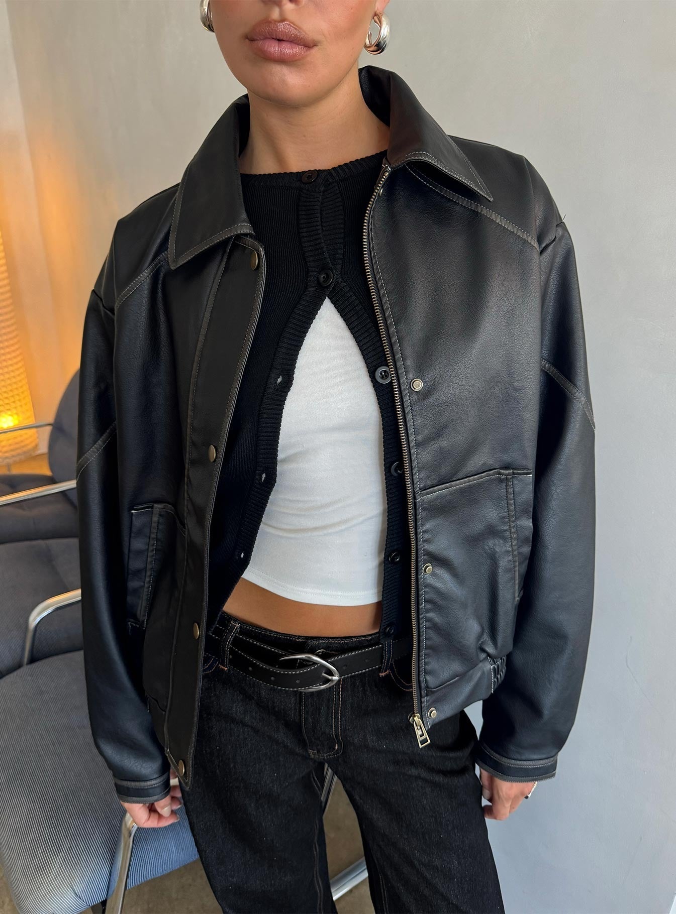 Jaxton Faux Leather Jacket Black