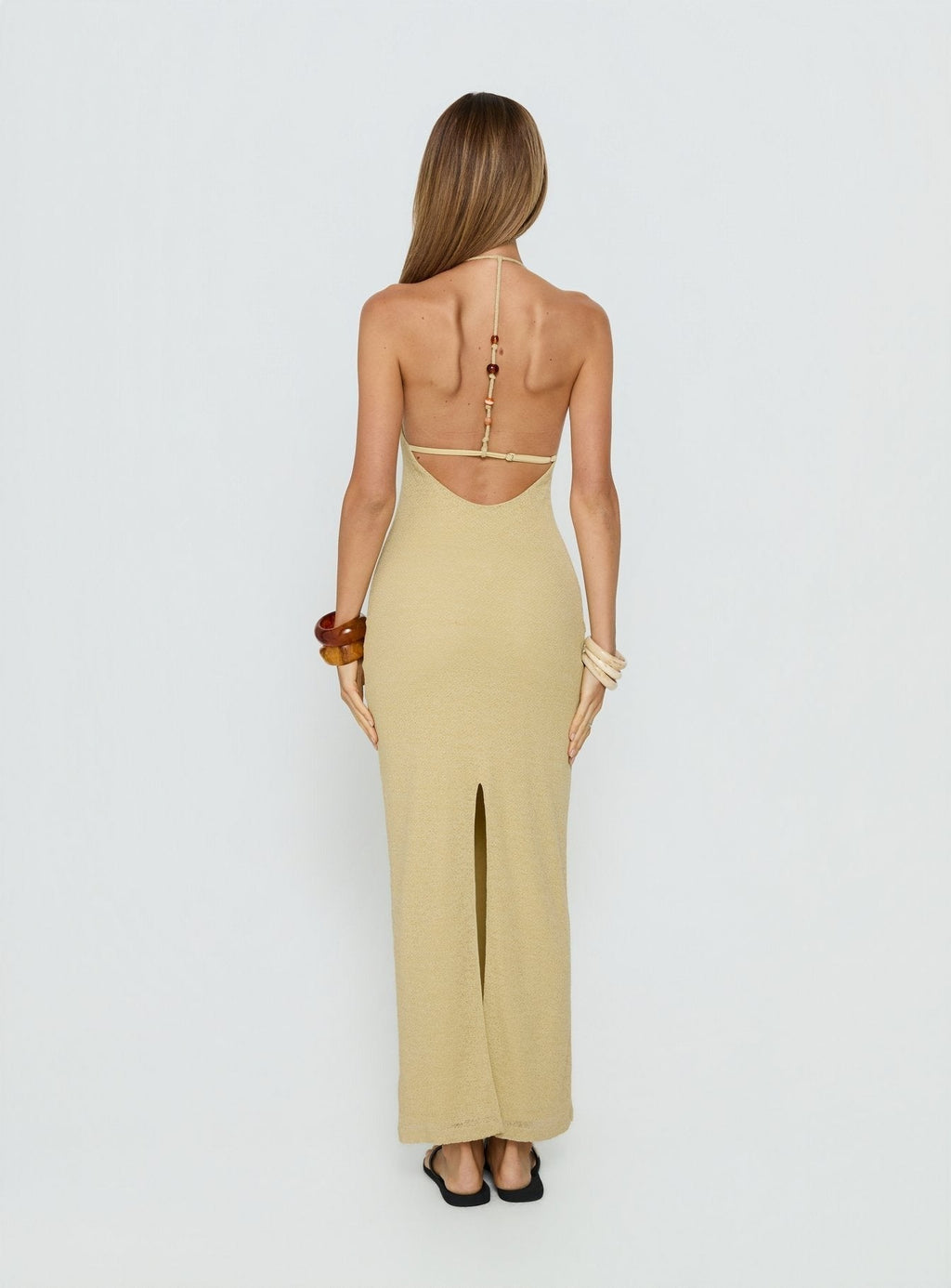 Be The One Beaded Low Back Maxi Dress Sage Green