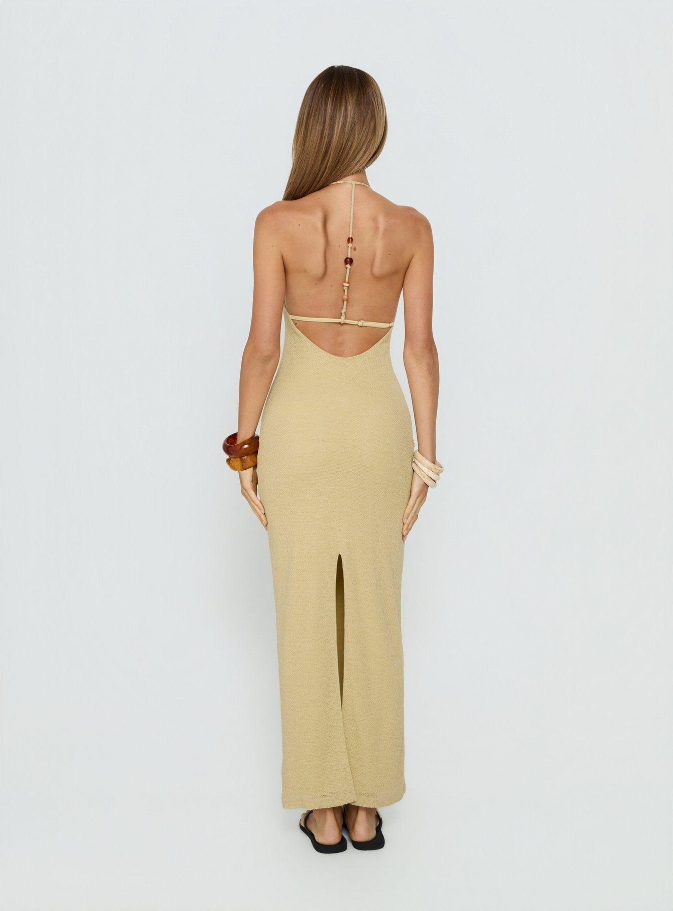 Be The One Beaded Low Back Maxi Dress Sage Green
