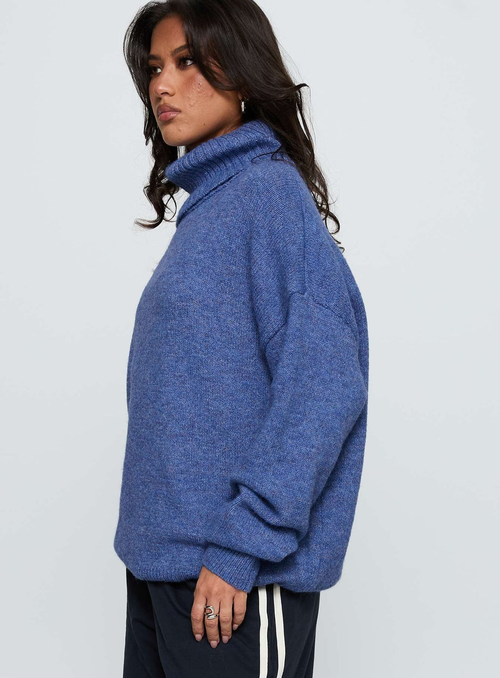 Zephry Turtleneck Knit Sweater Blue