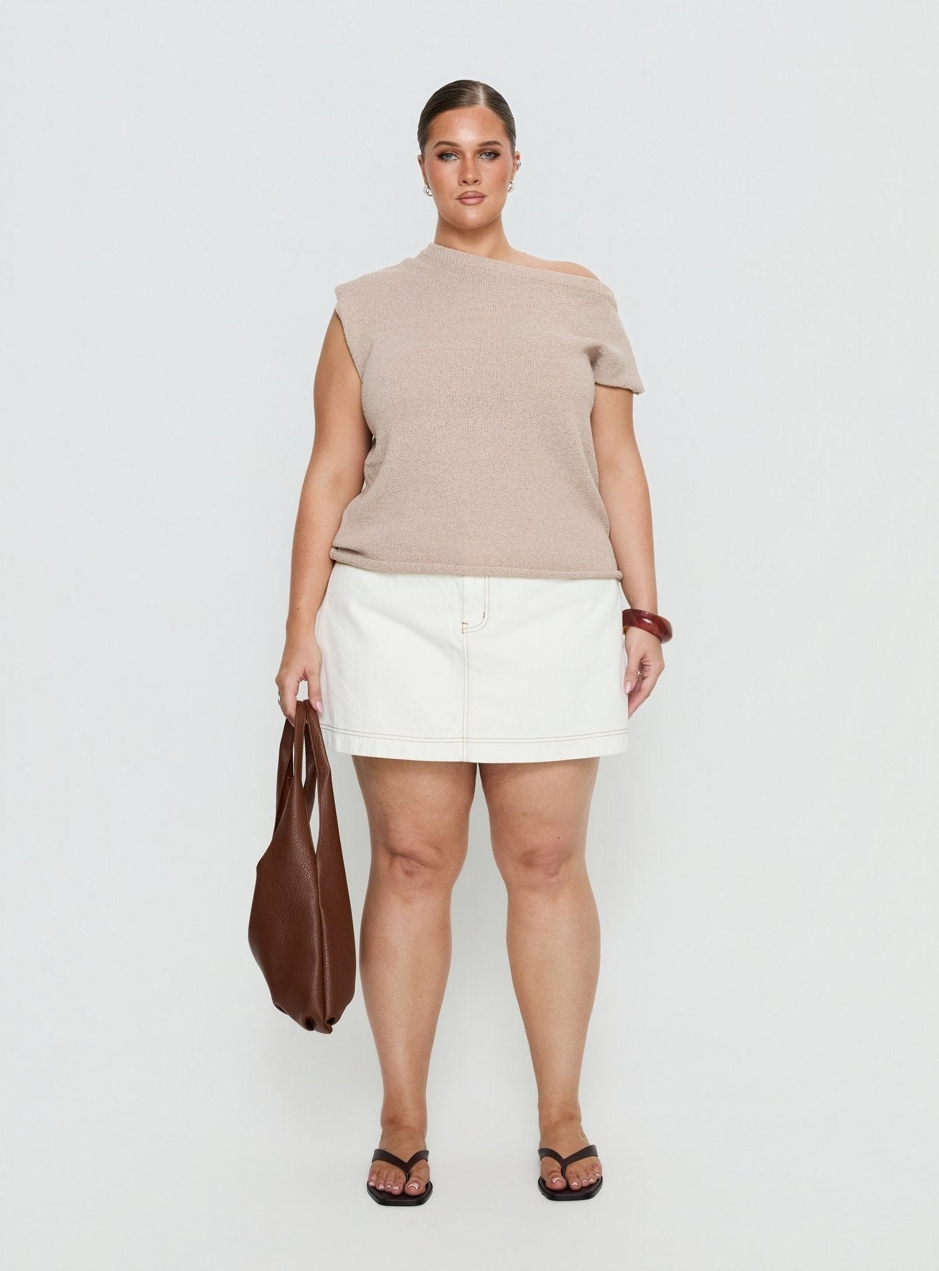 Katlynne Denim Mini Skort White Curve