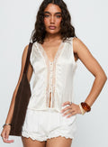 Night Spell Satin Top Champagne