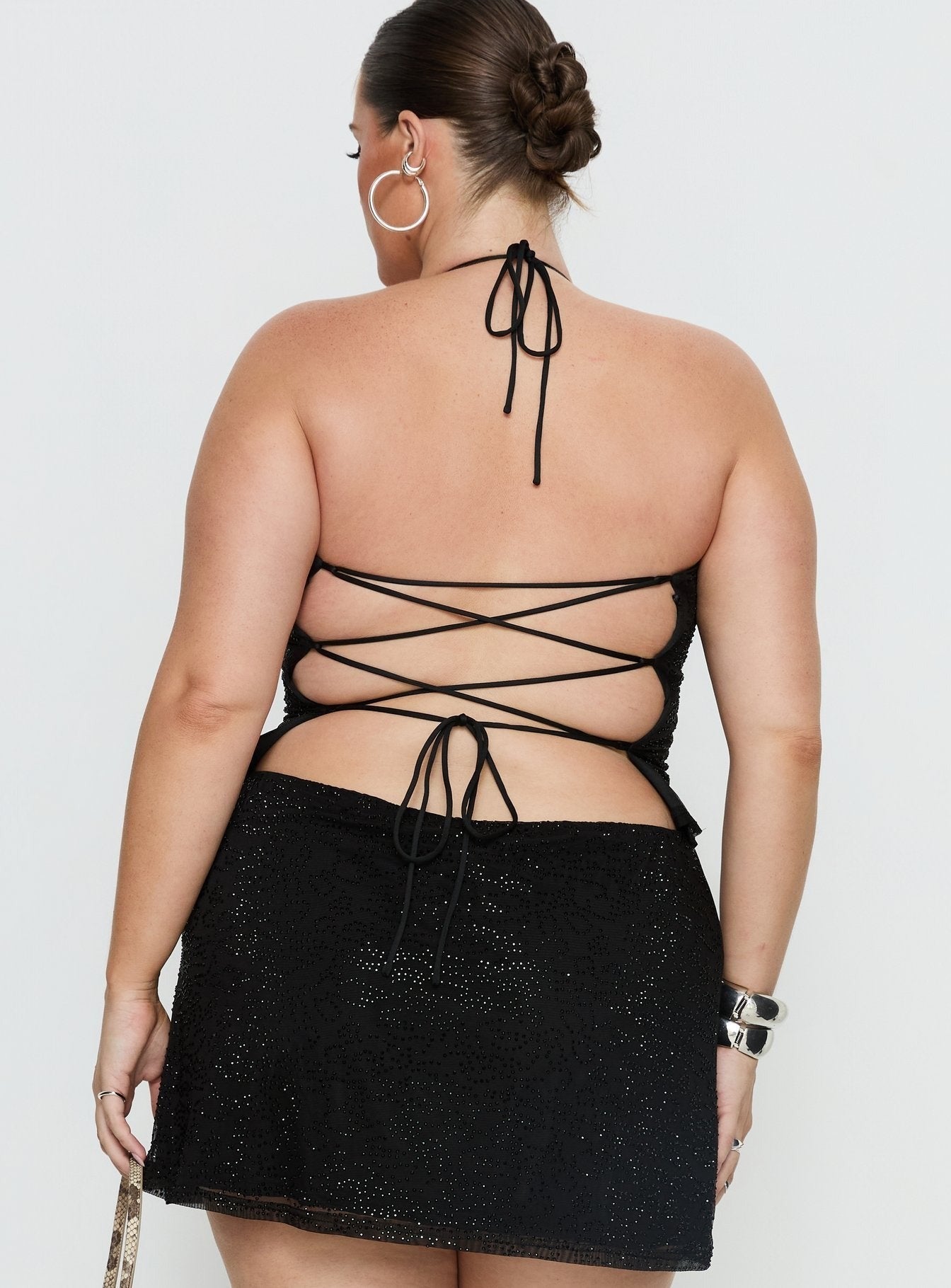 Jenesa Tie Back Top Black Curve