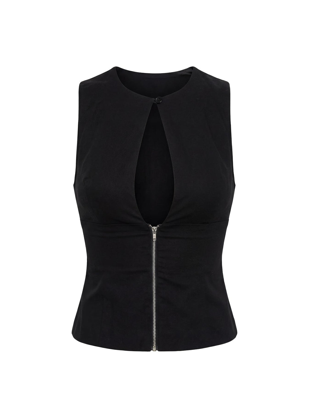 Heleena Zip Through Top Black