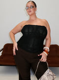 Oscuro Longline Mesh Corset Top Black Curve