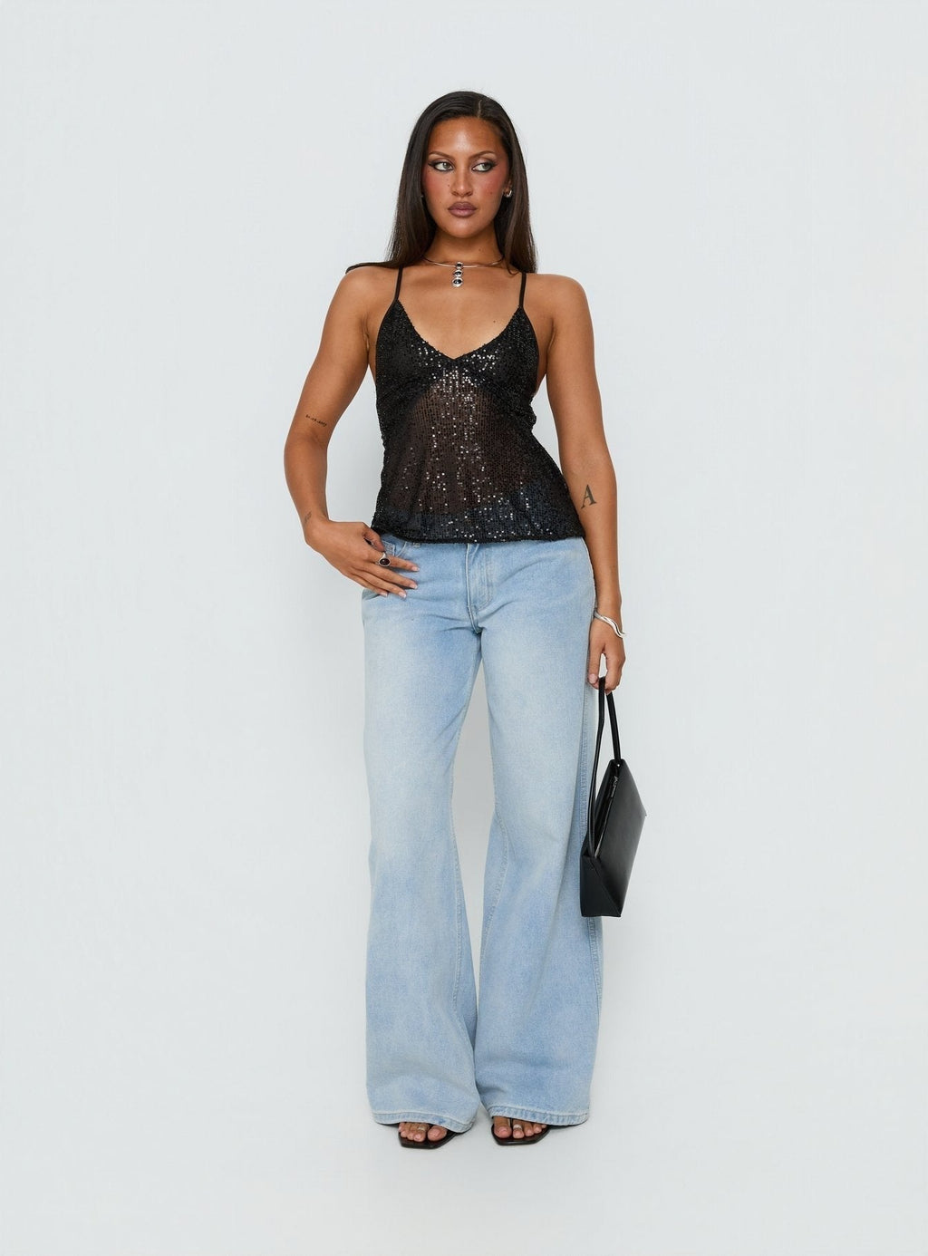 Opaline Sequin Cami Top Black