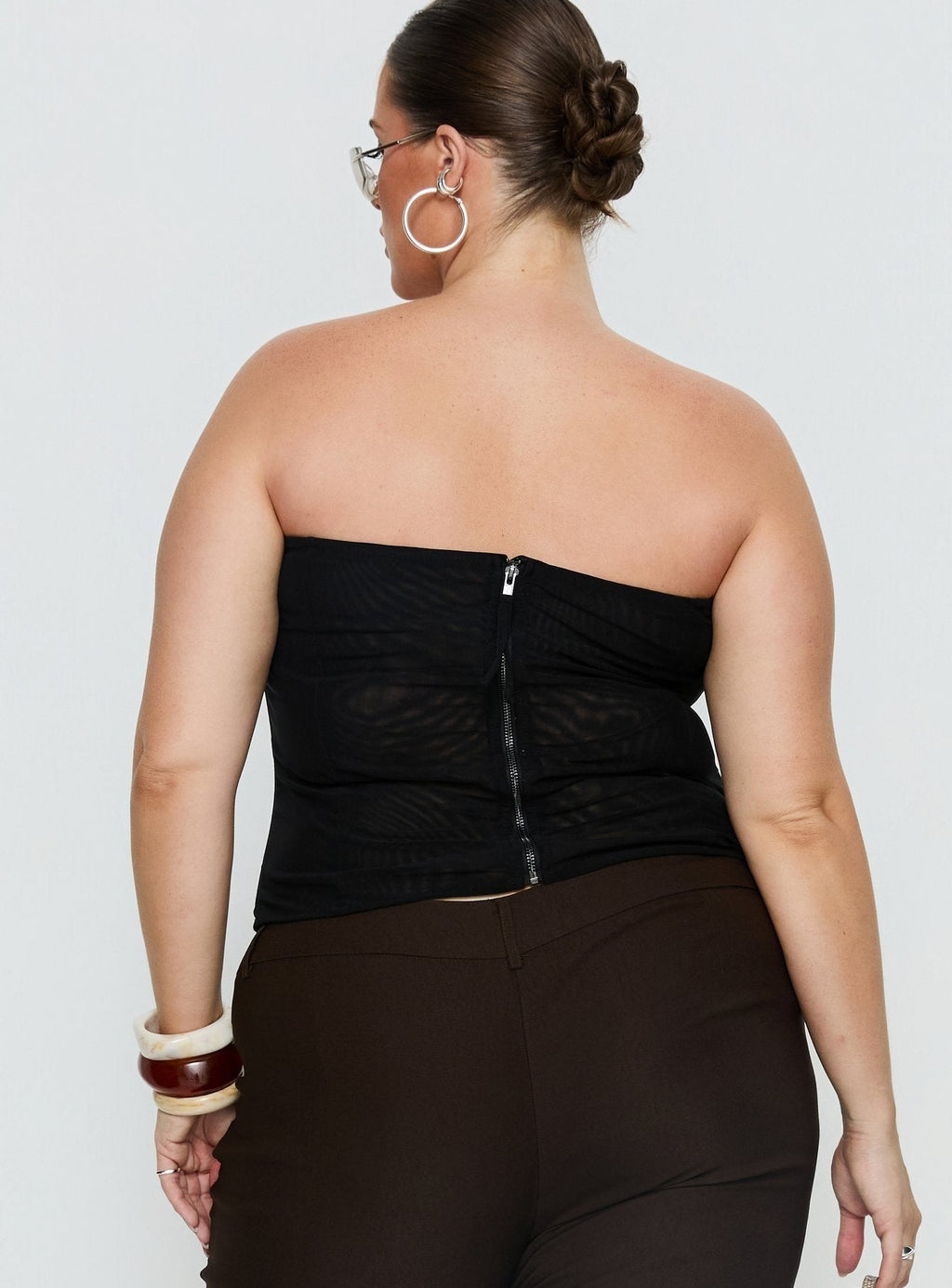 Oscuro Longline Mesh Corset Top Black Curve