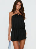 Roksy Tie Neck Drapey Romper Black
