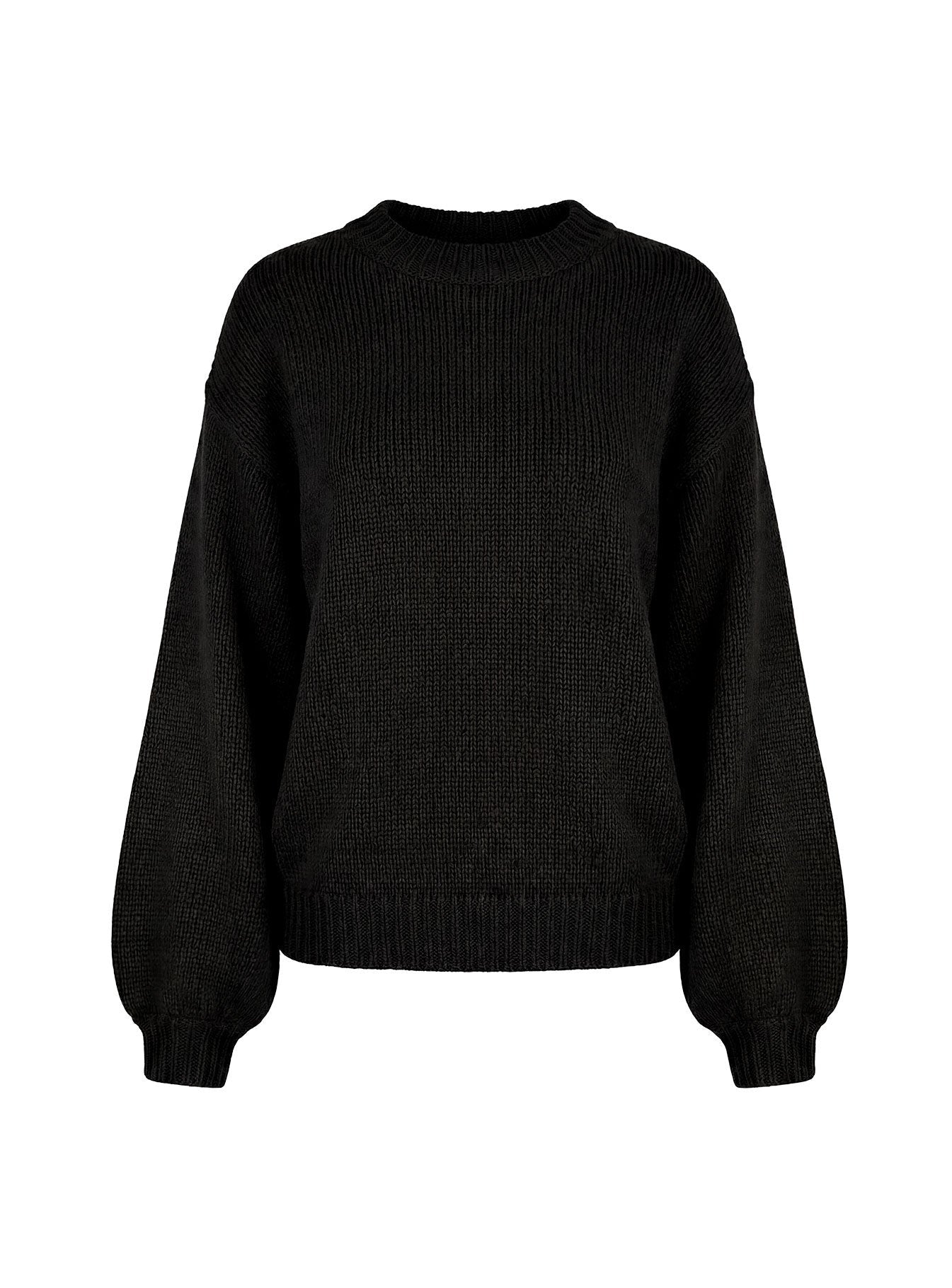 Harmony Balloon Sleeve Knit Sweater Black