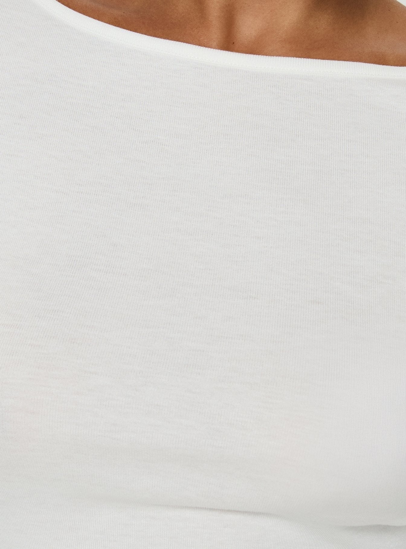 Long Weekends Semi-Sheer Long Sleeve Top White