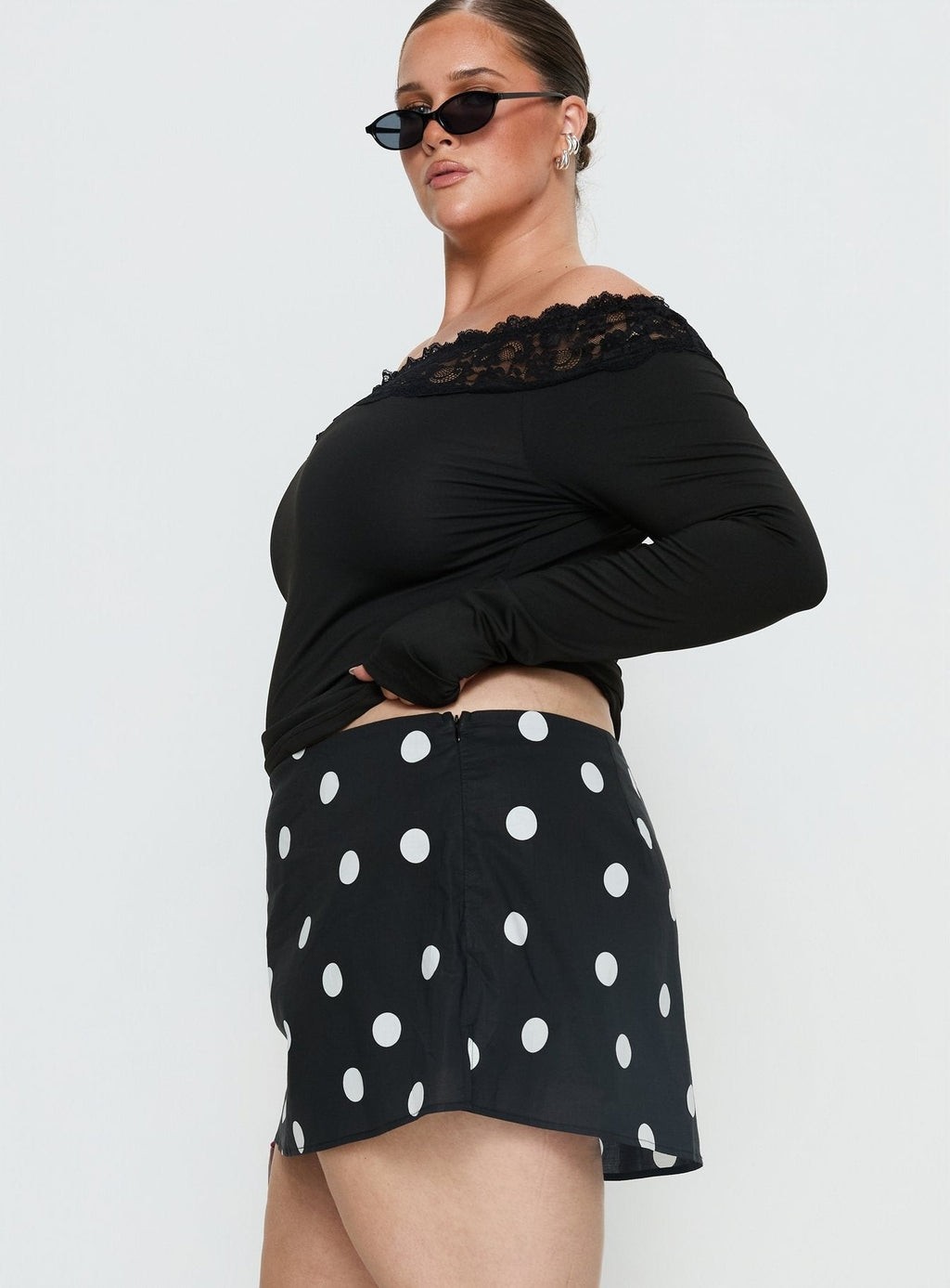 Special Treat Skort Black / White Polka Dot Curve