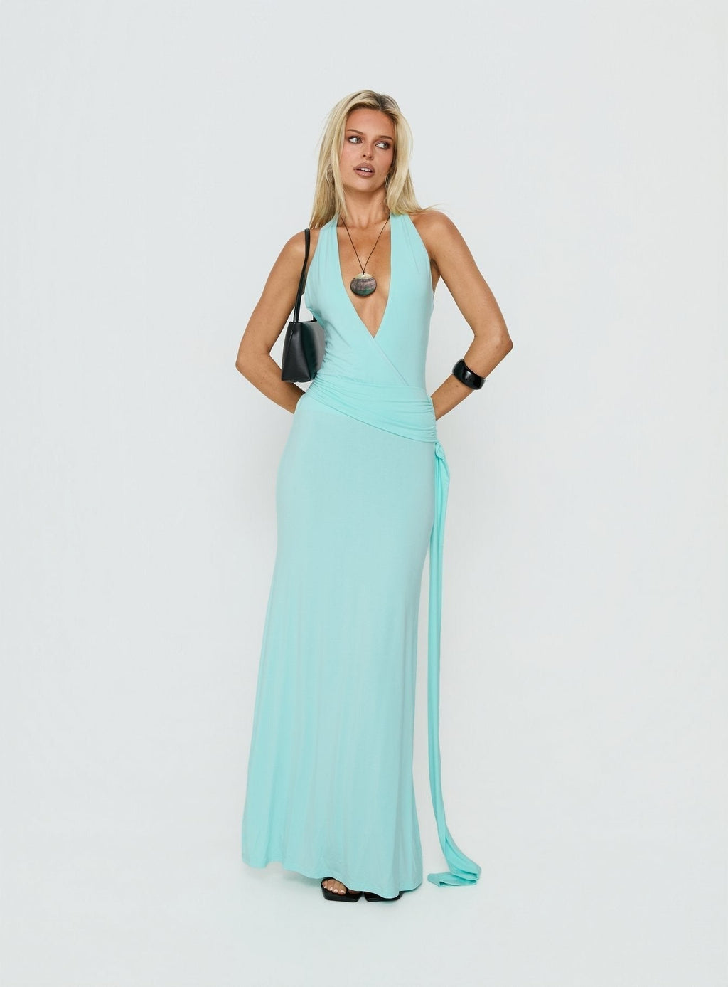 So Major Draped A-Line Maxi Dress Blue