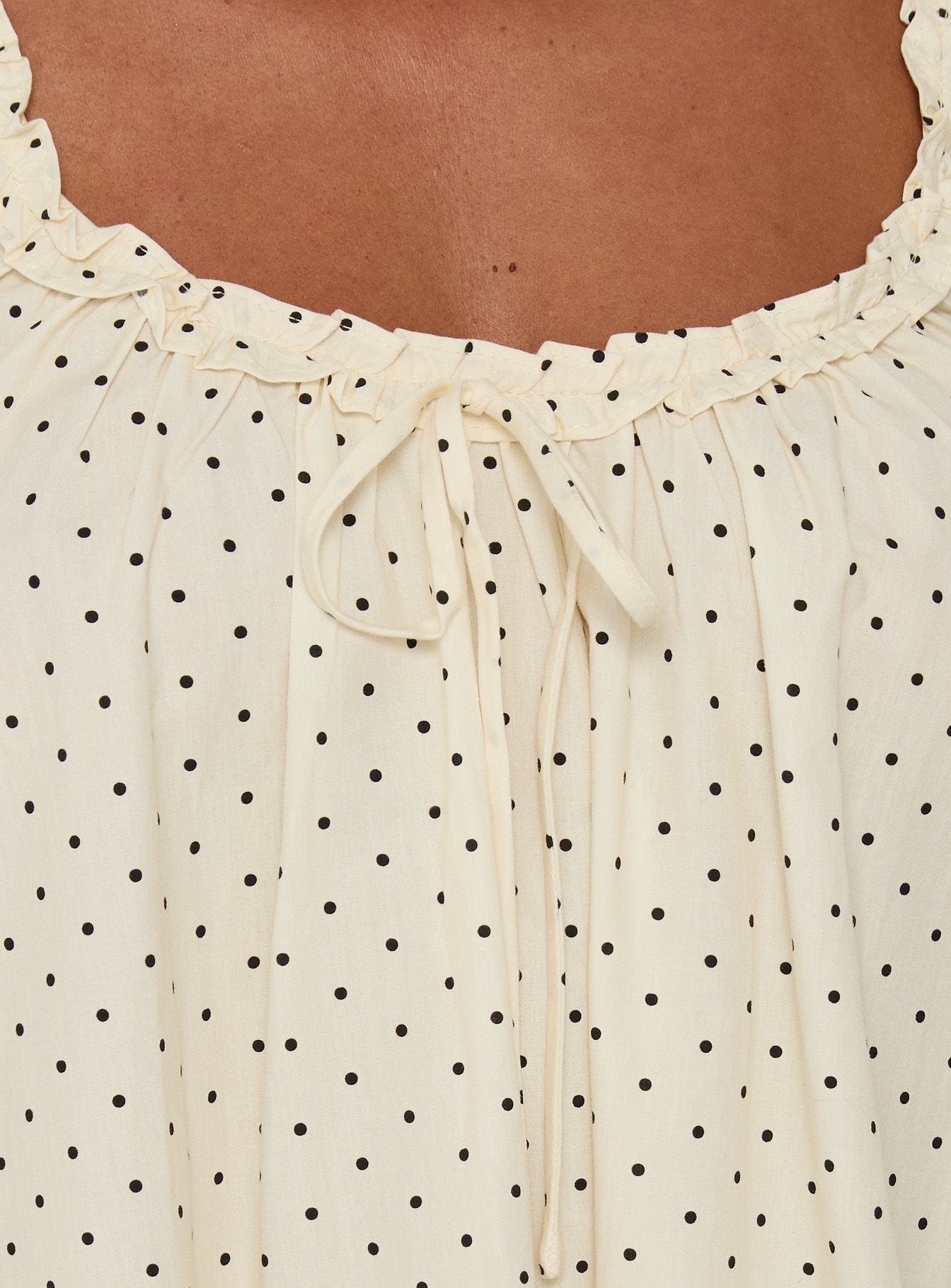Nattalie Babydoll Sleep Mini Dress Cream Polka Dot
