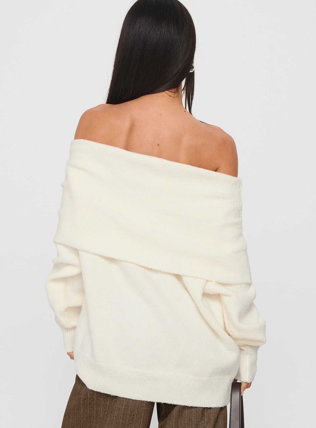 Halona Off Shoulder Knit Sweater Cream