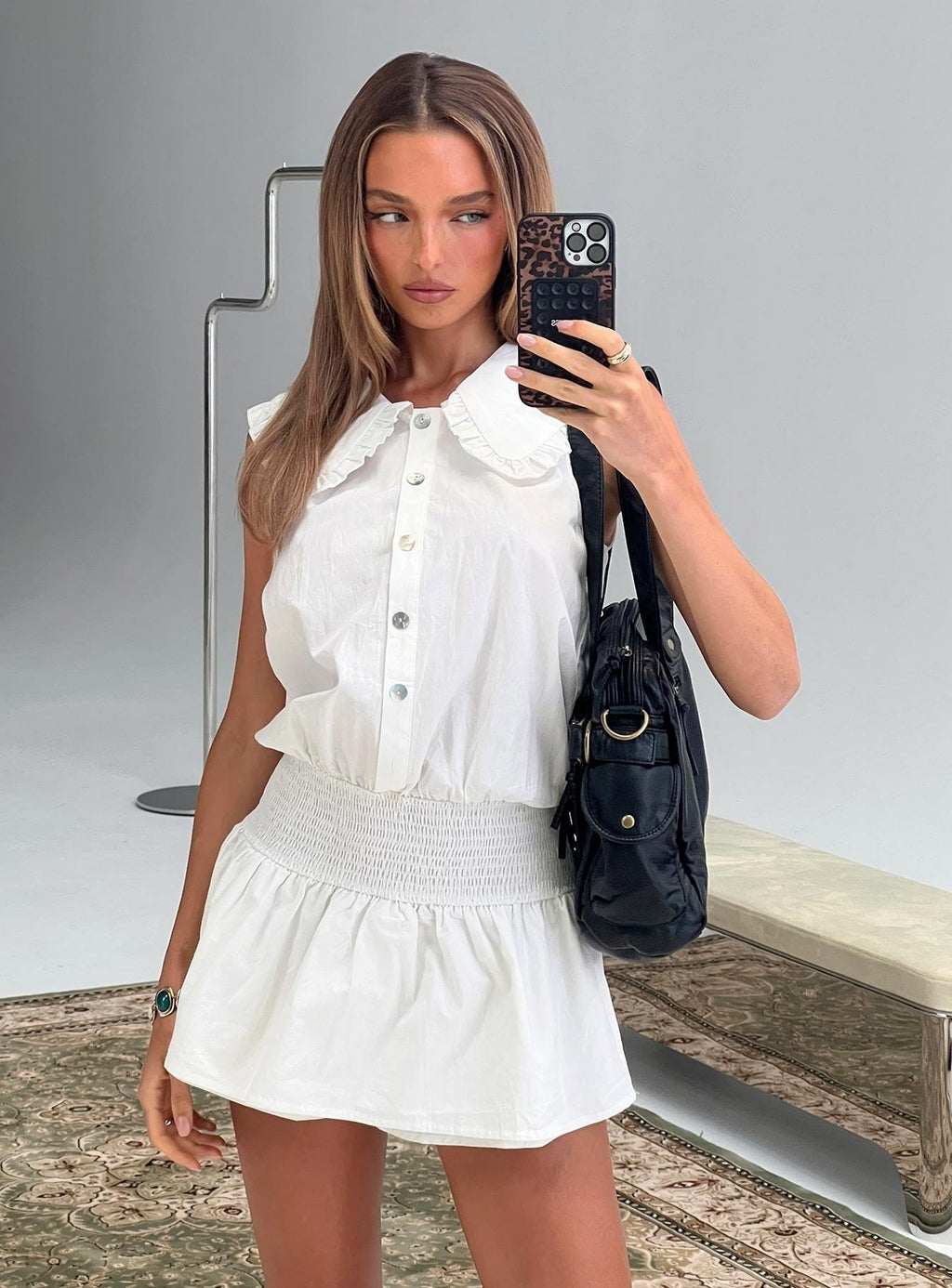 Nilufer Collared Playsuit White