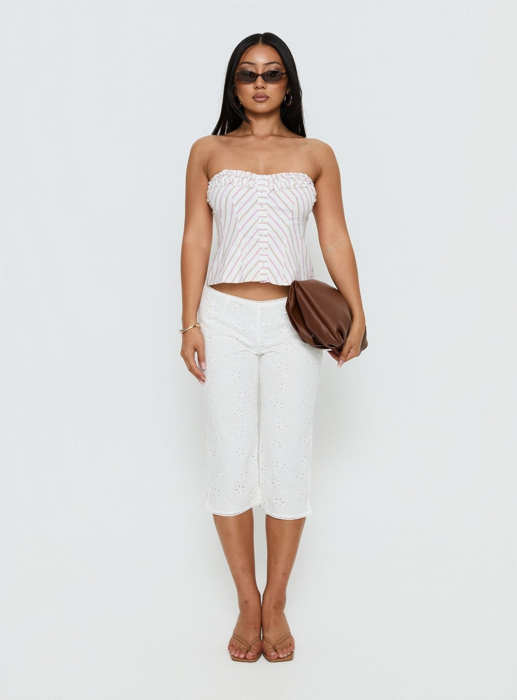 Mariele Strapless Frill Top Pink Stripe