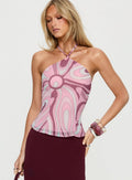 Mayble Arrow Neck Top Pink Swirl