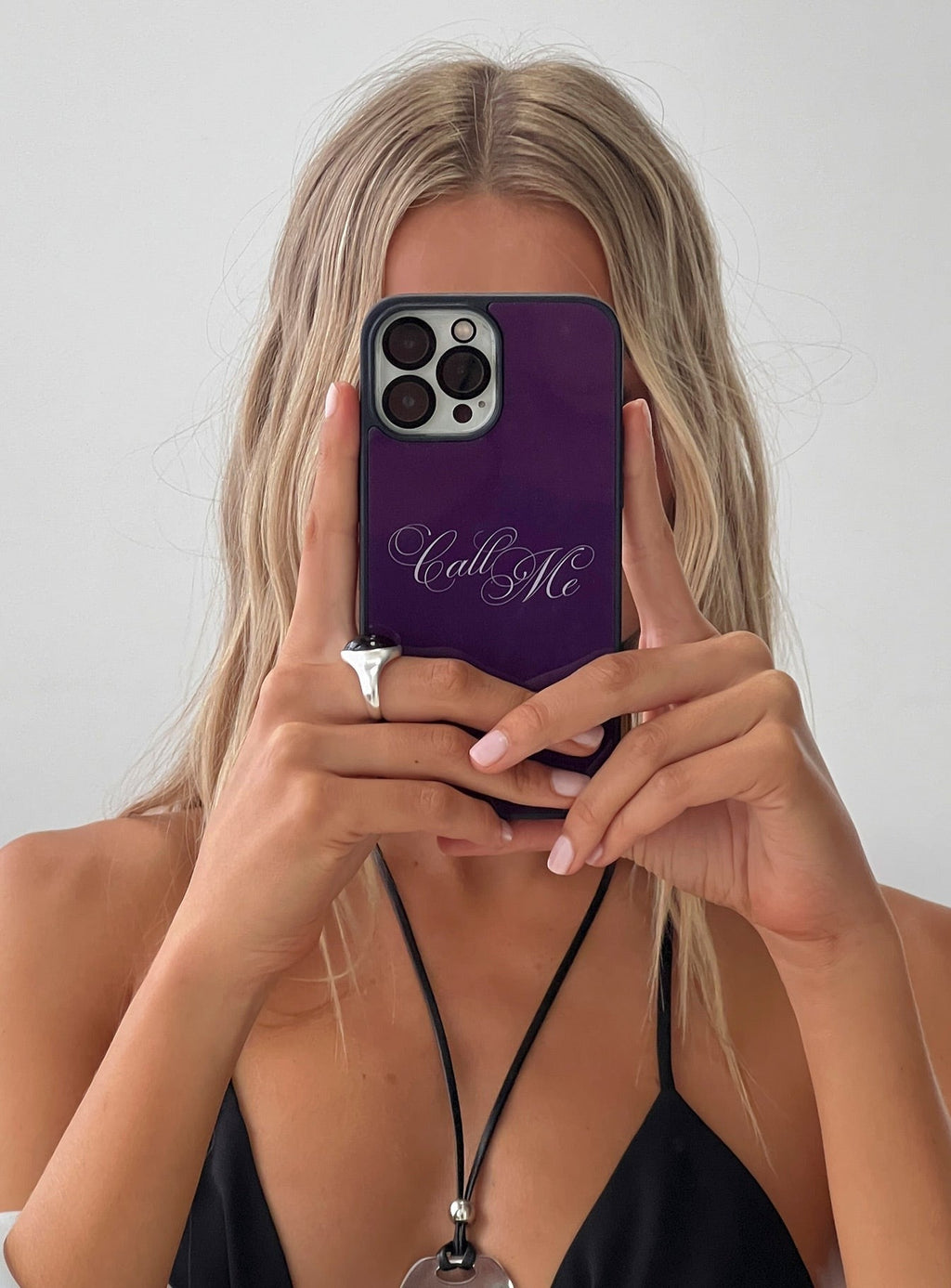 Call Me Please iPhone Case Plum