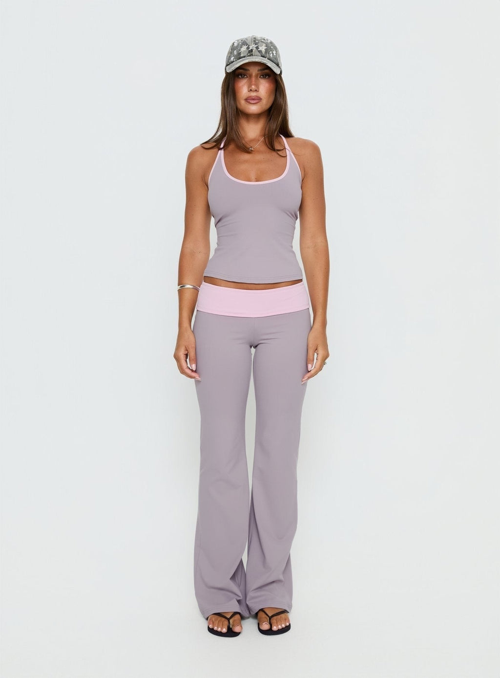Kobee Jersey Halter Top Slate / Dusty Pink