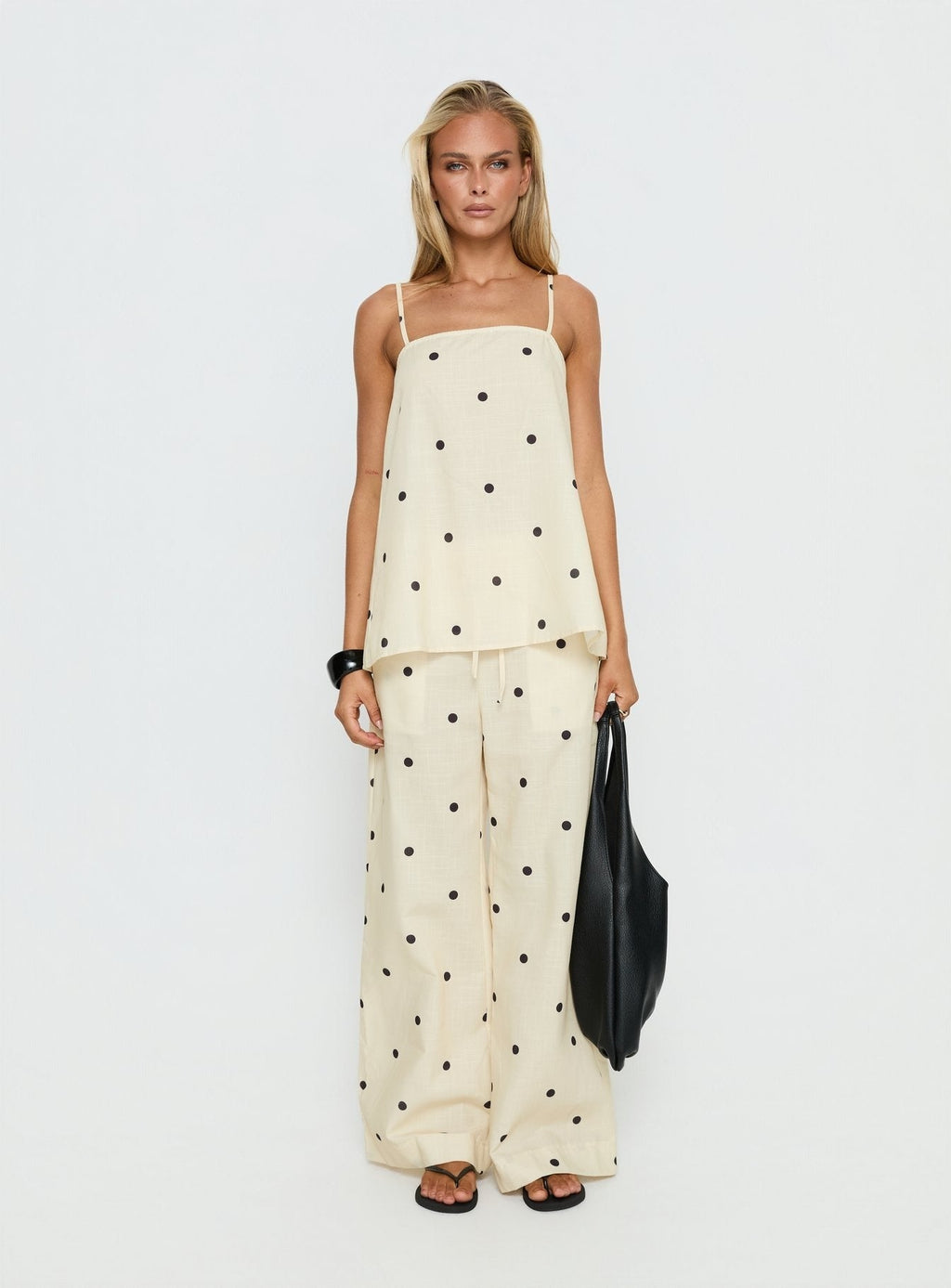 Bellara Longline Cami Top Yellow Polka