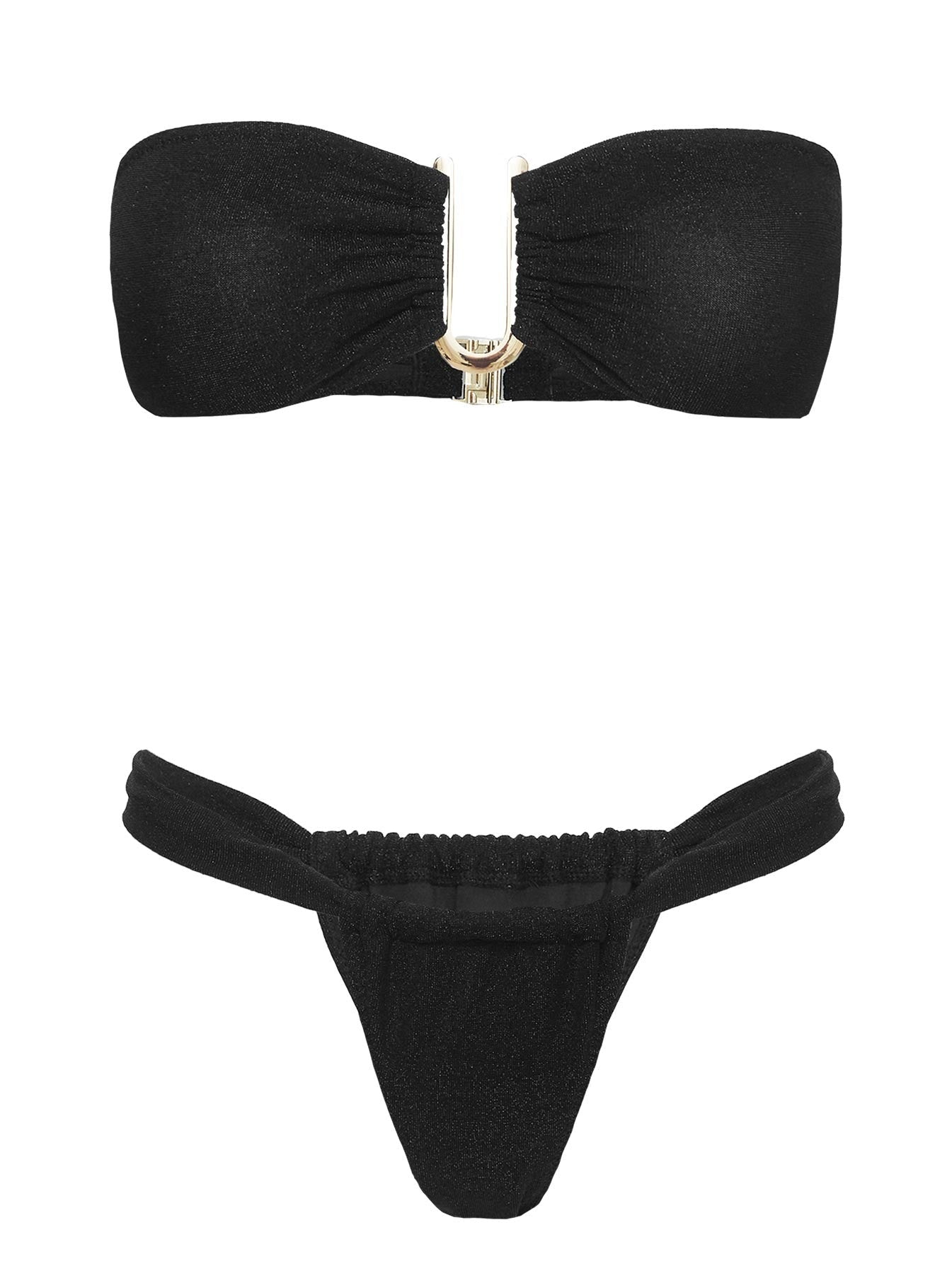 Summer Season Glitter Ruched Side Bikini Bottoms Black