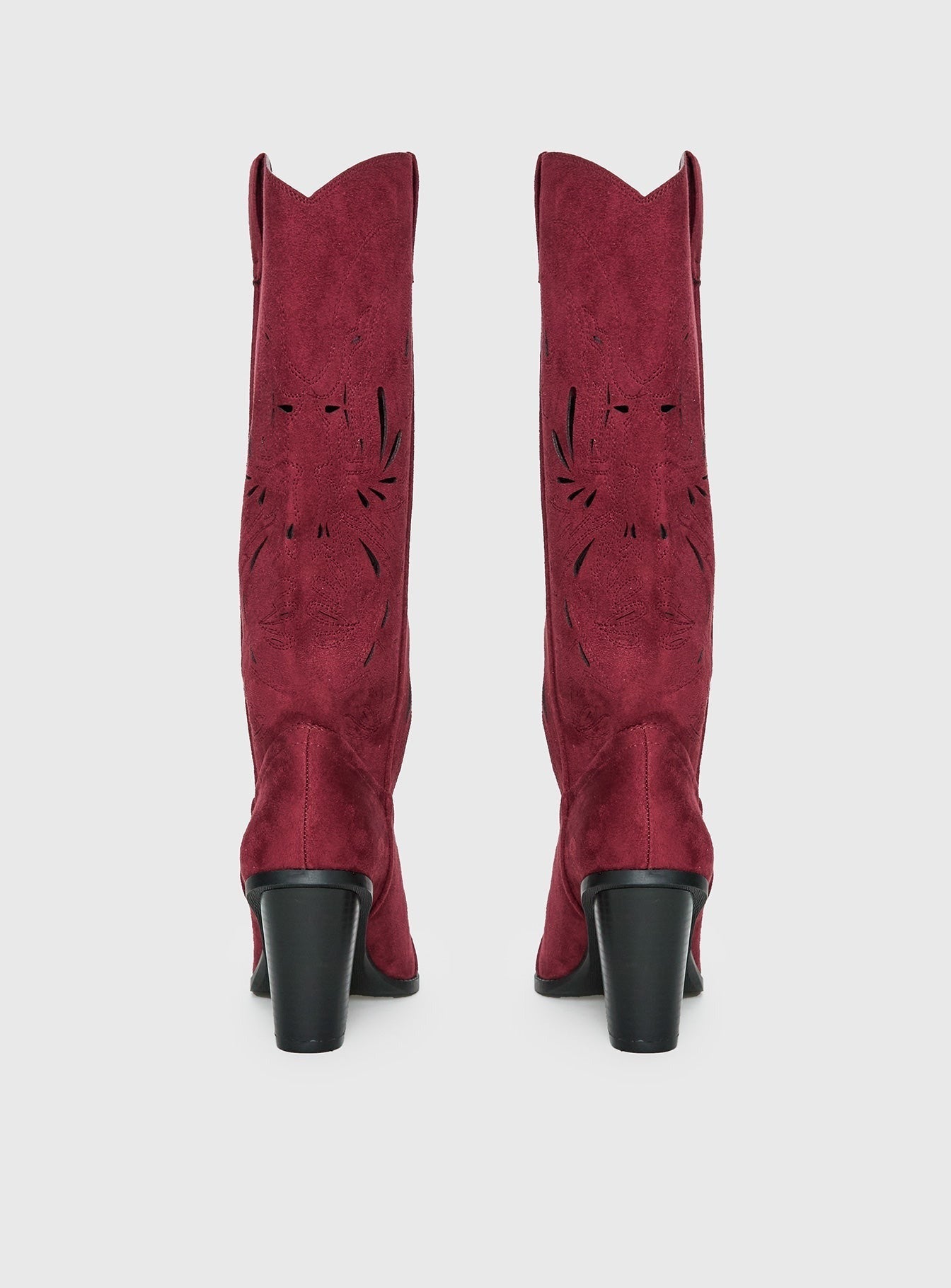Ronso Faux Suede Cowboy Boots Burgundy