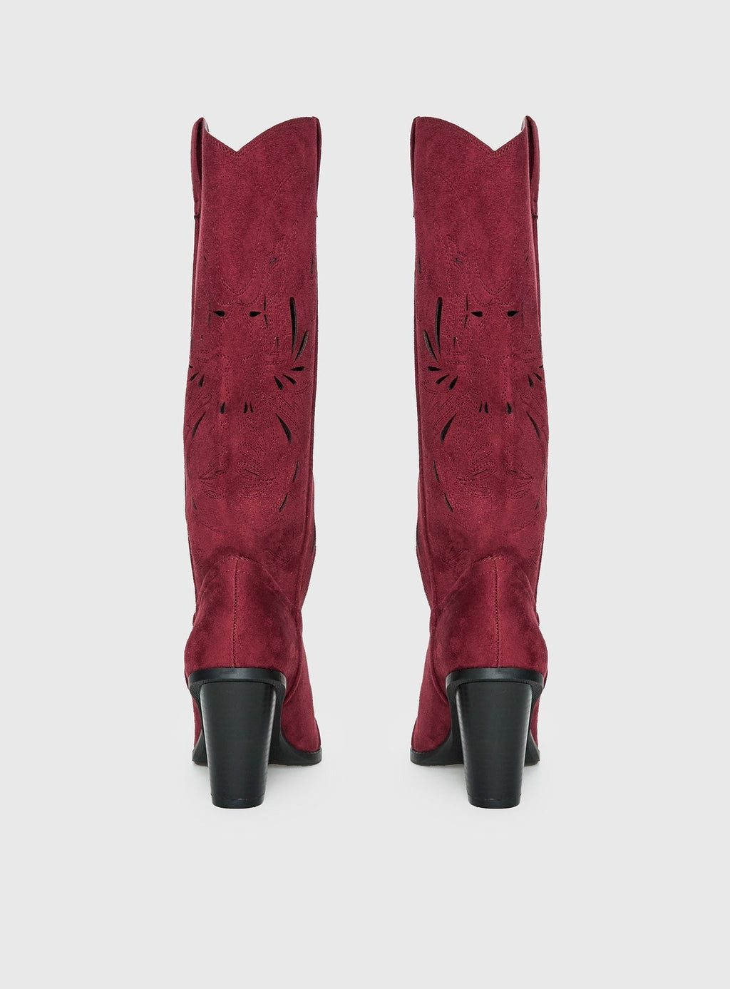 Ronso Faux Suede Cowboy Boots Burgundy