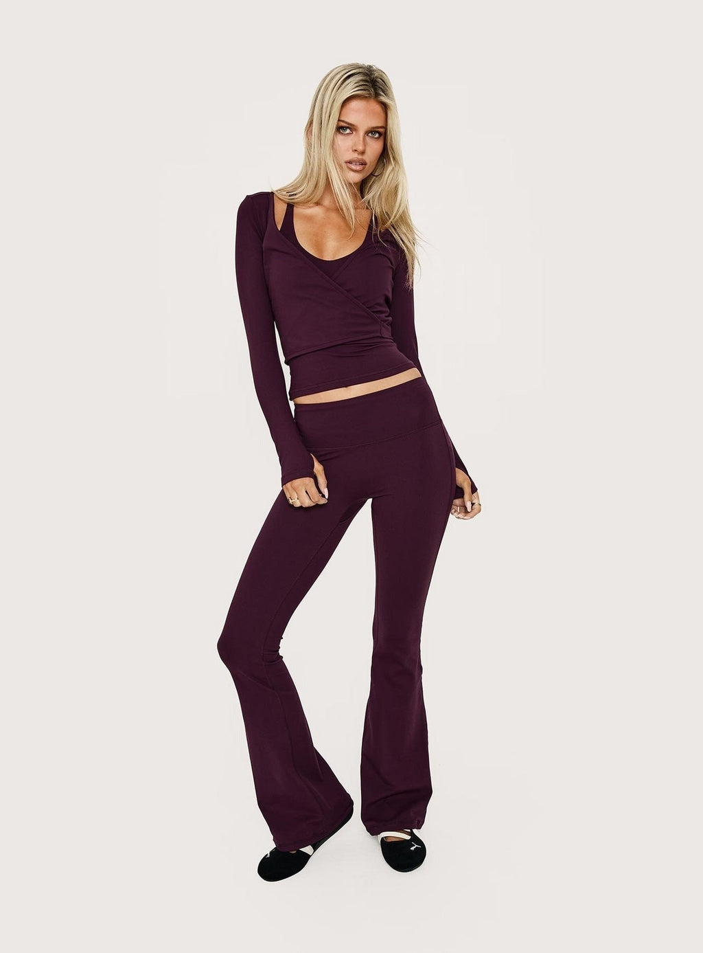 Energize Active Invisible Scrunch Flare Leggings Plum