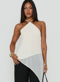 Eternal Optimist Longline Chiffon Arrowneck Top Cream