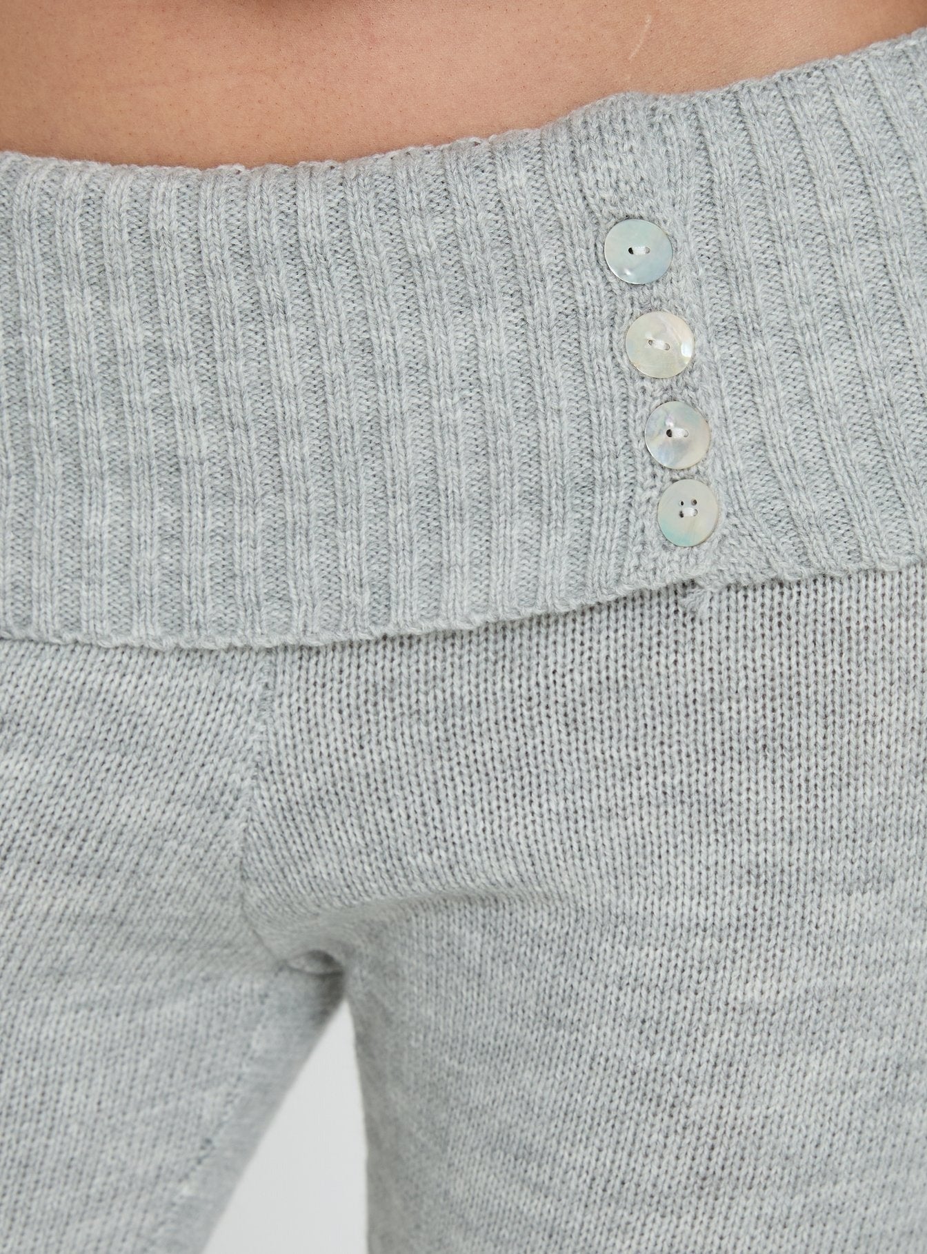 Odeline Fold Over Knit Pants Grey Marle