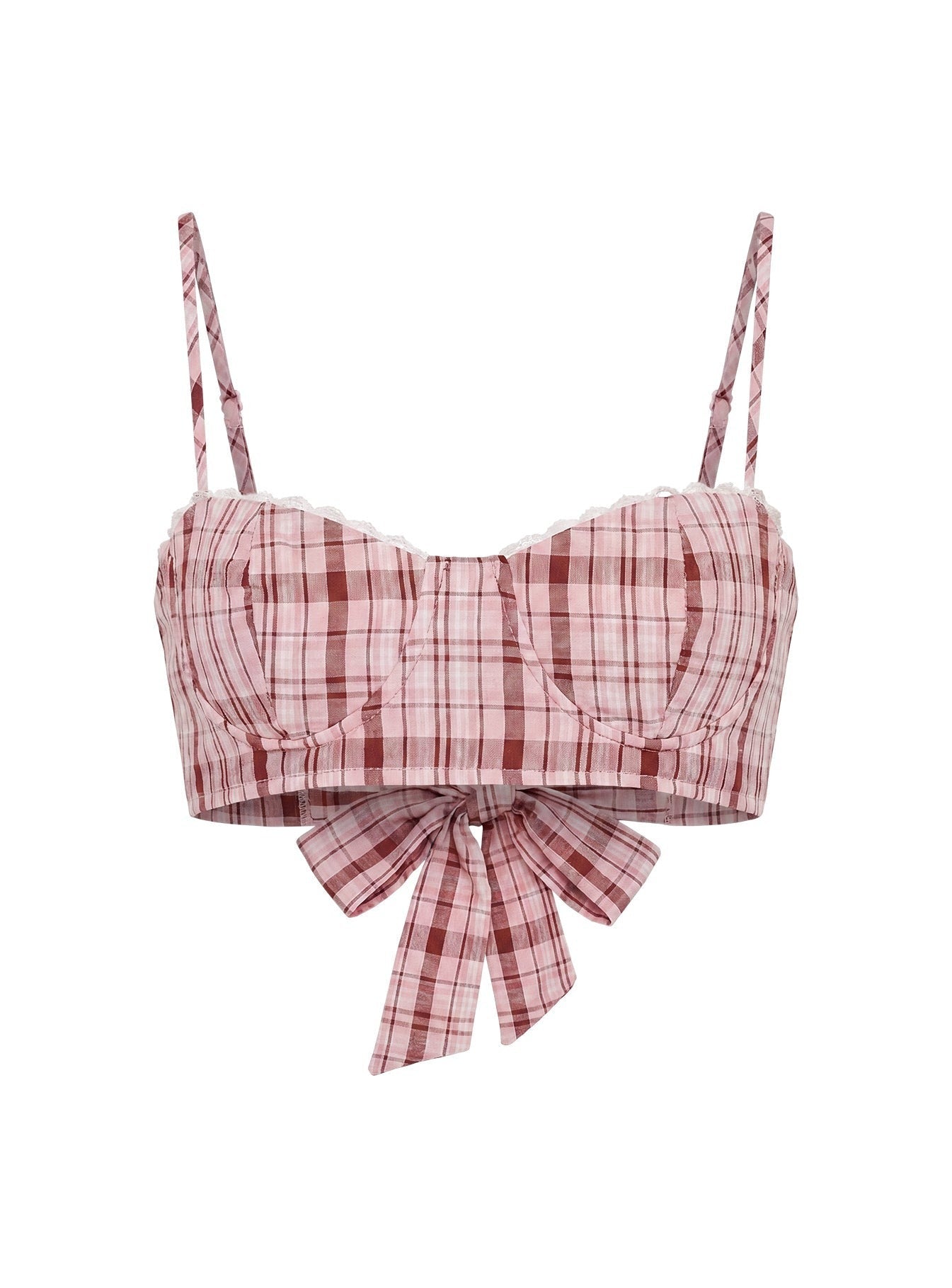 Kosi Micro Crop Bra Top Pink Check
