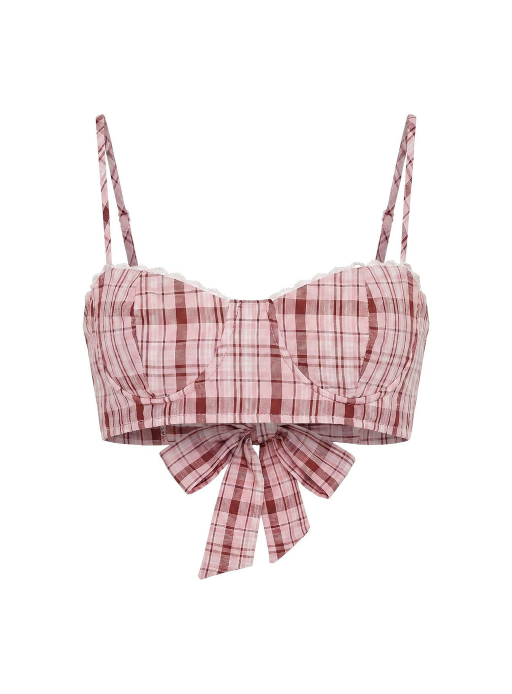 Kosi Micro Crop Bra Top Pink Check