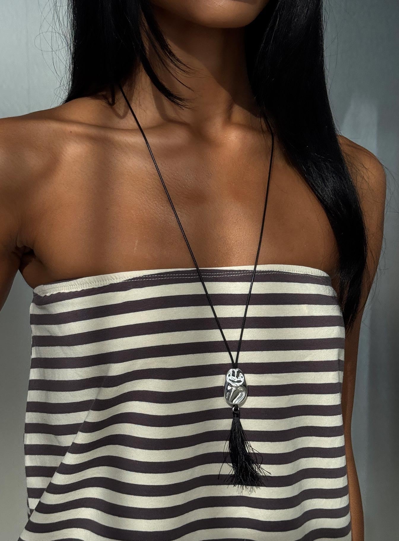 Melara Longline Tassel Necklace Black