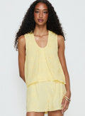 Lindey Embroidered Sleeveless Top Yellow