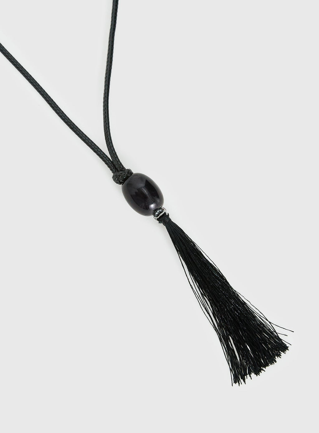 Fight The Feeling Long Tassel Necklace Black