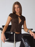 In A Vault Zip Through Top Brown Stripe