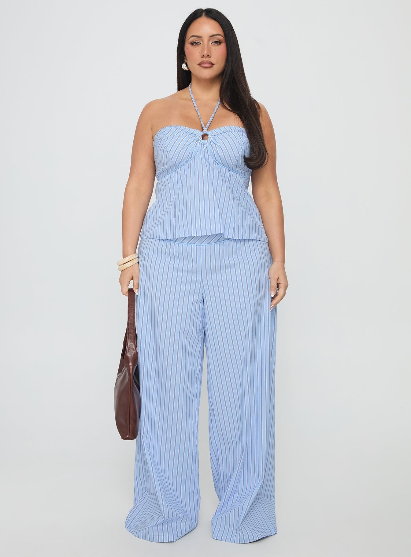 Sofea Halter Top Blue Stripe Curve