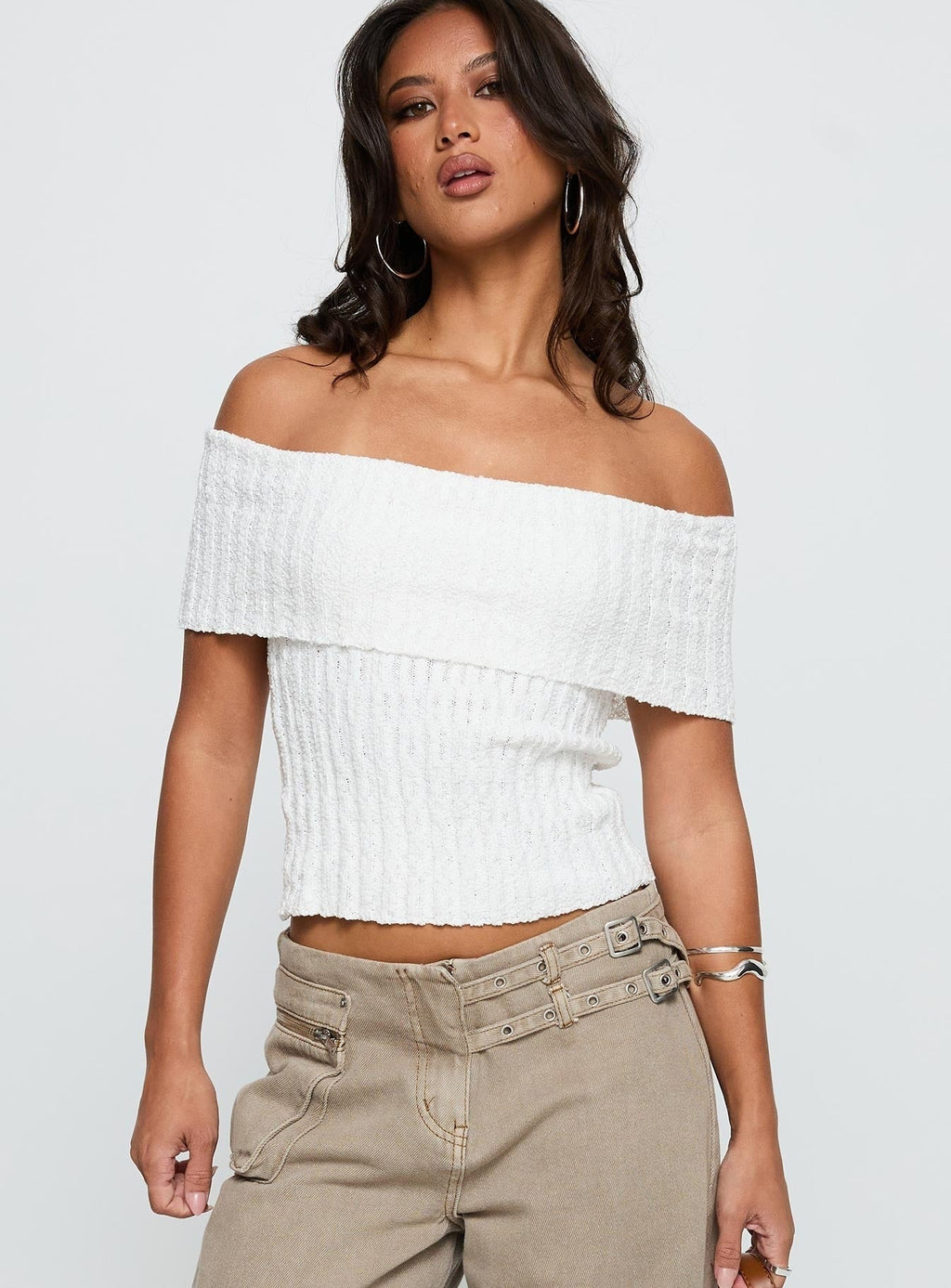 Murmur Off Shoulder Top White