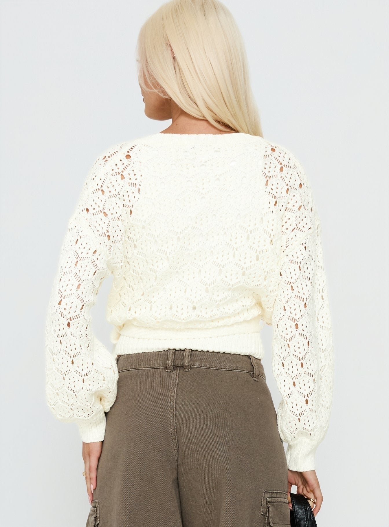 Kaenira Lace Wrap Knit Jumper Cream