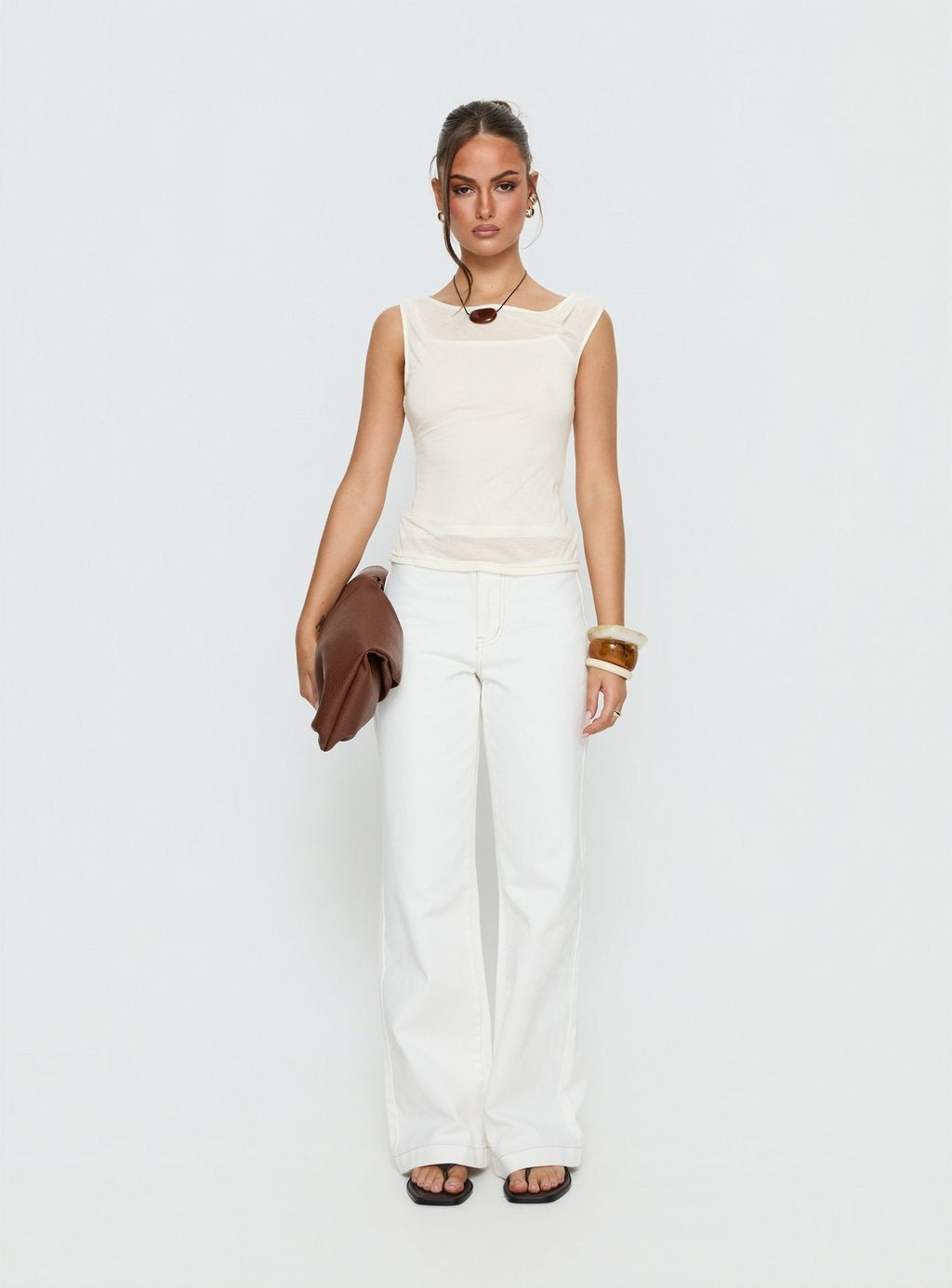 Skaia Layered Sheer Top Cream