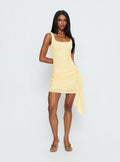 Kristoni Ruched Scarf Mini Dress Lemon Yellow