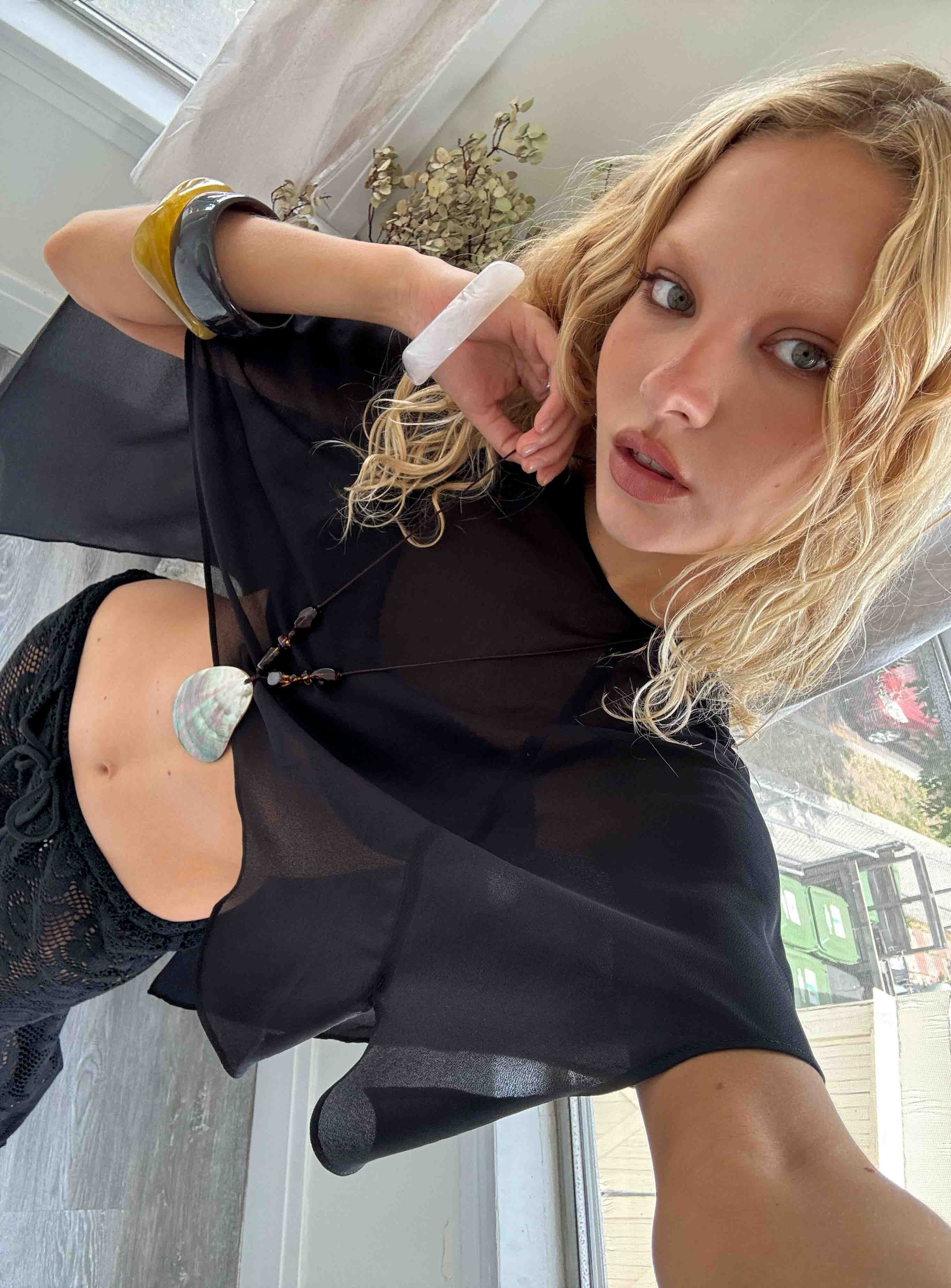 Mairelle Sheer Poncho Black