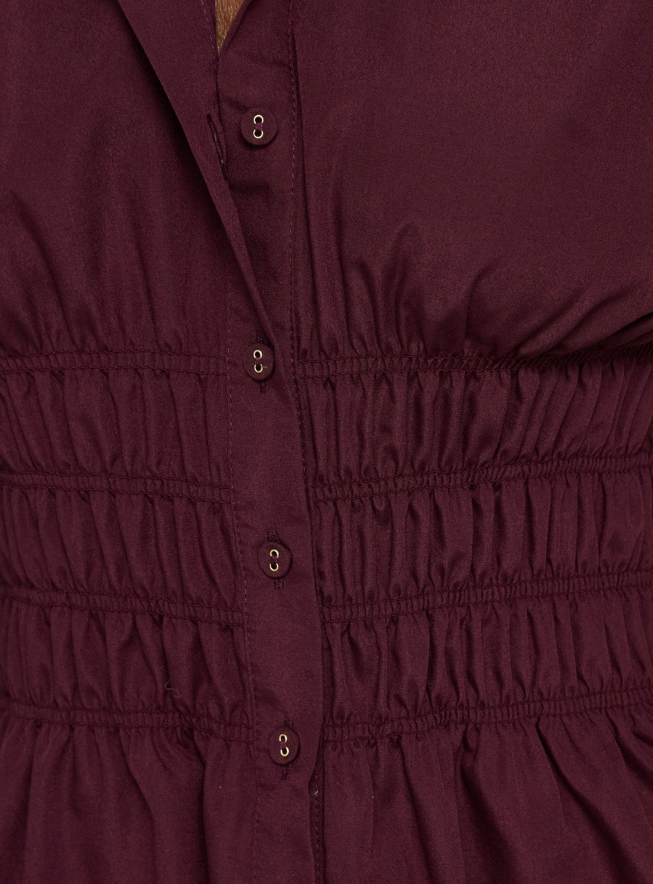 As You Are Shirred Button Up Top Cherry