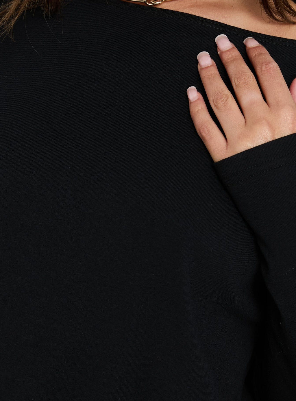 Worlds Away Long Sleeve Blouson Mini Dress Black