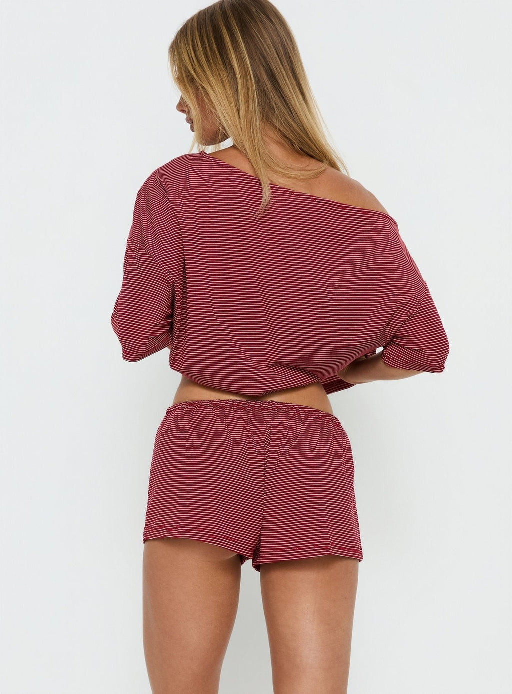 Sugar Surge Tie Waist Shorts Cherry Stripe