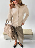 Klaura Funnel Neck Cardigan Oat