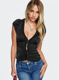 Tatianna Frill Blouse Top Black